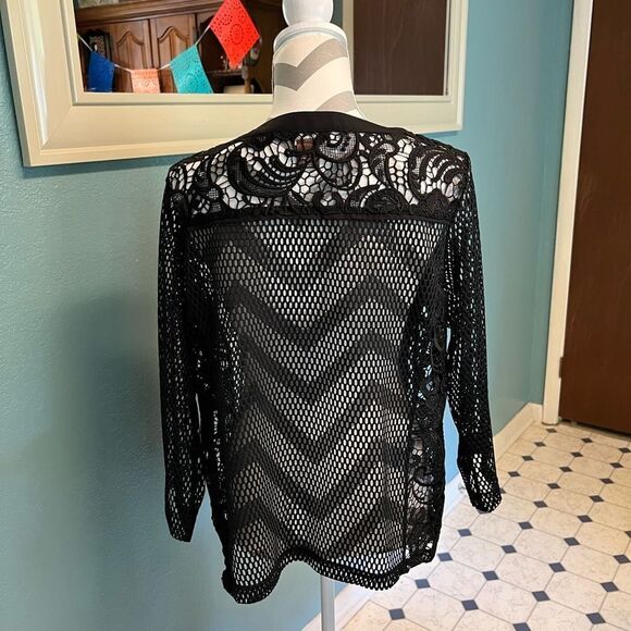 Multiples Black Lace Mesh Jacket - Picture 5 of 7